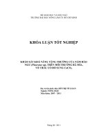 KHẢO SÁT KHẢ NĂNG TĂNG TRƯỞNG CỦA NẤM BÀO NGƯ (Pleurotus sp). TRÊN MÔI TRƯỜNG BÃ MÍA,  VỎ TRẤU CÓ BỔ SUNG CaCO  3  