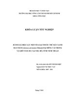   ĐÁNH GIÁ HIỆU LỰC MỘT SỐ LOẠI THUỐC TRỪ RẦY XANH HAI CHẤM (Amrasca devastans Distant) HẠI BÔNG VẢI TRONG  VỤ KHÔ NĂM 2011 TẠI NHA HỐ, TỈNH NINH THUẬN 