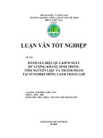 ĐÁNH GIÁ HIỆU QUẢ KIỂM SOÁT DƯ LƯỢNG KHÁNG SINH TRONG TÔM NGUYÊN LIỆU VÀ THÀNH PHẨM TẠI XÍ NGHIỆP ĐÔNG LẠNH THẮNG LỢI