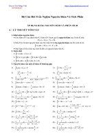 Bộ câu hỏi trắc nghiệm nguyên hàm và tích phân lớp 12 