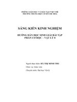 SÁNG KIẾN KINH NGHIỆM HƯỚNG dẫn học SINH GIẢI bài tập  PHẦN CƠ HỌC – VẬT LÝ 8