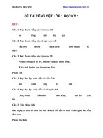Đề thi tiếng việt lớp 1 học kỳ 1 