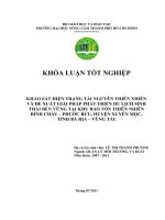   KHẢO SÁT HIỆN TRẠNG TÀI NGUYÊN THIÊN NHIÊN VÀ ĐỀ XUẤT GIẢI PHÁP PHÁT TRIỂN DU LỊCH SINH  THÁI BỂN VỮNG TẠI KHU BẢO TỒN THIÊN NHIÊN BÌNH CHÂU – PHƯỚC BỬU, HUYỆN XUYÊN MỘC,   TỈNH BÀ RỊA – VŨNG TÀU   