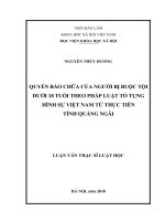 Quyền bào chữa của người bị buộc tội dưới 18 tuổi theo pháp luật tố tụng hình sự việt nam từ thực tiễn tỉnh quảng ngãi 