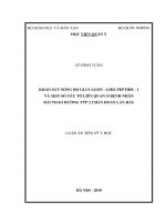 Khảo sát nồng độ glucagon   like peptide   1 và một số yếu tố liên quan ở bệnh nhân đái tháo đường týp 2 chẩn đoán lần đầu ( Luận án tiến sĩ)