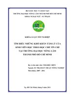   TÌM HIỂU NHỮNG KHÓ KHĂN TÂM LÝ CỦASINH VIÊN HỌC THEO HỌC CHẾ TÍN CHỈ  TẠI TRƢỜNG ĐẠI HỌC NÔNG LÂM THÀNH PHỐ HỒ CHÍ MINH    