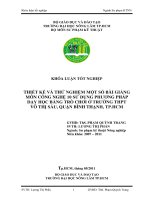 THIẾT KẾ VÀ THỬ NGHIỆM MỘT SỐ BÀI GIẢNG MÔN CÔNG NGHỆ 10 SỬ DỤNG PHƯƠNG PHÁP   DẠY HỌC BẰNG TRÒ CHƠI Ở TRƯỜNG THPT  VÕ THỊ SÁU, QUẬN BÌNH THẠNH, TP.HCM   