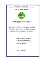 THIẾT KẾ MỘT SỐ GIÁO ÁN MÔN CÔNG NGHỆ CÓ LỒNG GHÉP NỘI DUNG GIÁO DỤC HƯỚNG NGHIỆP  CHO HỌC SINH TRUNG HỌC PHỔ THÔNG   