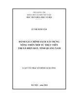 Đánh giá chính sách xây dựng nông thôn mới từ thực tiễn thị xã điện bàn, tỉnh quảng nam ( Luận văn thạc sĩ)