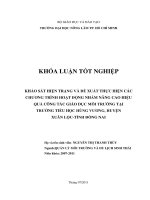   KHẢO SÁT HIỆN TRẠNG VÀ ĐỀ XUẤT THỰC HIỆN CÁC CHƢƠNG TRÌNH HOẠT ĐỘNG NHẰM NÂNG CAO HIỆU  QUẢ CÔNG TÁC GIÁO DỤC MÔI TRƢỜNG TẠI  TRƢỜNG TIỂU HỌC HÙNG VƢƠNG, HUYỆN   XUÂN LỘCTỈNH ĐỒNG NAI 