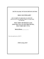 PHÁT TRIỂN mô HÌNH DU LỊCHSINH THÁI tại cần GIỜ THEO HƯỚNGPHÁT TRIỂN bền VỮNG