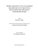TÌM HIỂU ẢNH HƯỞNG CỦA YẾU TỐ GIA ĐÌNH ĐẾN  HOẠT ĐỘNG HỌC TẬP CỦA HỌC SINH TẠI   MỘT SỐ TRƯỜNG THPT TRÊN ĐỊA BÀN  THÀNH PHỐ HỒ CHÍ MINH   
