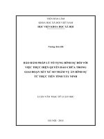Bảo đảm pháp lý tố tụng hình sự đối với việc thực hiện quyền bào chữa trong giai đoạn xét xử sơ thẩm vụ án hình sự từ thực tiễn tỉnh tây ninh ( Luận văn thạc sĩ)