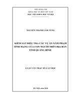 Kiểm sát điều tra các vụ án xâm phạm tính mạng của con người trên địa bàn tỉnh quảng bình