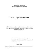 XÂY DỰNG HỆ THỐNG QUẢN LÝ MÔI TRƯỜNG THEO TIÊU CHUẨN ISO 14001:2004 TẠI CÔNG TY CỔ PHẦN SỢI  SÀI GÒN – LONG AN.   