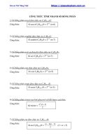 Tài liệu môn hóa lớp 12 công thức tính nhanh số đồng phân 