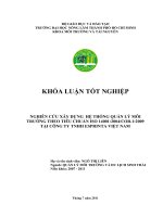   NGHIÊN CỨU XÂY DỰNG  HỆ THỐNG QUẢN LÝ MÔI TRƯỜNG THEO TIÊU CHUẨN ISO 14001:2004COR.1:2009  TẠI CÔNG TY TNHH ESPRINTA VIỆT NAM 