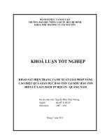       KHẢO SÁT HIỆN TRẠNG VÀ ĐỀ XUẤT GIẢI PHÁP NÂNG CAO HIỆU QUẢ GIÁO DỤC BẢO TỒN TẠI KHU BẢO TỒN  BIỂN CÙ LAO CHÀM TP HỘI AN  QUẢNG NAM 