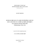     ĐÁNH GIÁ HIỆU QUẢ CỦA MỘT SỐ MÔ HÌNH CANH TÁC XEN CANH VỚI CÂY CÀ PHÊ TẠI THÔN LIÊN HIỆP 1  XÃ XÀ BANG, HUYỆN CHÂU ĐỨC TỈNH BÀ RỊA VŨNG TÀU   