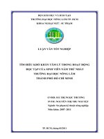    TÌM HIỂU KHÓ KHĂN TÂM LÝ TRONG HOẠT ĐỘNG  HỌC TẬP CỦA SINH VIÊN NĂM THỨ NHẤT   TRƢỜNG ĐẠI HỌC NÔNG LÂM THÀNH PHỐ HỒ CHÍ MINH 