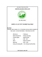 Tìm hiểu hoạt động của cán bộ phụ trách nông nghiệp tại xã Nhã Lộng  huyện Phú Bình  tỉnh Thái Nguyên (Khóa luận tốt nghiệp)