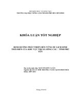   ĐỊNH HƢỚNG PHÁT TRIỂN BỀN VỮNG DU LỊCH SINH THÁI BIỂN CỦA KHU VỰC THỊ XÃ SÔNG CẦU – TỈNH PHÚ  YÊN    