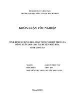 TÌNH HÌNH SỬ DỤNG HOÁ CHẤT NÔNG NGHIỆP TRÊN LÚA ĐÔNG XUÂN 2010  2011 TẠI HUYỆN MỘC HÓA,   TỈNH LONG AN 