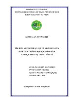 TÌM HIỂU NHỮNG THUẬN LỢI VÀ KHÓ KHĂN CỦA  SINH VIÊN TRƯỜNG ĐẠI HỌC NÔNG LÂM  KHI HỌC THEO HỆ THỐNG TÍN CHỈ   
