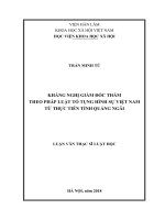 Kháng nghị giám đốc thẩm theo pháp luật tố tụng hình sự Việt Nam từ thực tiễn tỉnh Quảng Ngãi