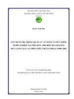   XÂY DỰNG HỆ THỐNG QUẢN LÝ AN TOÀN VÀ SỨC KHỎE NGHỀ NGHIỆP TẠI NHÀ MÁY CHẾ BIẾN ĐÁ GRANITE  ĐỨC LONG GIA LAI THEO TIÊU CHUẨN OHSAS 18001:2007   