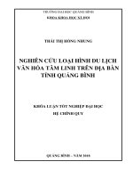 NGHIÊN cứu LOẠI HÌNH DU LỊCH văn hóa tâm LINH TRÊN địa bàn TỈNH QUẢNG BÌNH 
