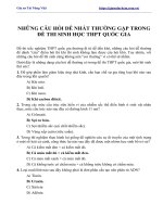 Tài liệu môn sinh lớp 12 những câu hỏi thường gặp trong đề thi 