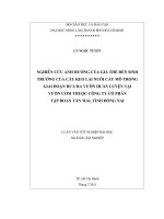   NGHIÊN CỨU ẢNH HƯỞNG CỦA GIÁ THỂ ĐẾN SINH TRƯỞNG CỦA CÂY KEO LAI NUÔI CẤY MÔ TRONG   GIAI ĐOẠN ĐƯA RA VƯỜN HUẤN LUYỆN TẠI VƯỜN ƯƠM THUỘC CÔNG TY CỔ PHẦN  TẬP ĐOÀN TÂN MAI, TỈNH ĐỒNG NAI   