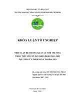 THIẾT LẬP HỆ THỐNG QUẢN LÝ MÔI TRƢỜNG THEO TIÊU CHUẨN ISO 14001:2004/COR.1:2009 TẠI CÔNG TY TNHH VINA TARPAULIN