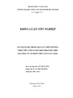         XÂY DỰNG HỆ THỐNG QUẢN LÝ MÔI TRƯỜNG   THEO TIÊU CHUẨN ISO 14001:2004COR.1:2009  TẠI CÔNG TY CỔ PHẦN THỦY SẢN CỬU LONG    