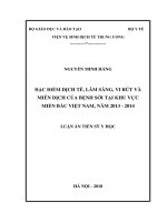 Đặc điểm dịch tễ, lâm sàng, vi rút và miễn dịch của bệnh sởi tại khu vực miền bắc việt nam, năm 2013   2014 ( Luận án tiến sĩ)