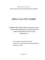 TÌM HIỂU HIỆN TRẠNG CÔNG TÁC QUẢN LÝ BẢO TỒN ĐA ĐẠNG SINH HỌC TẠI VƢỜN QUỐC GIA  KON KA KINH, HUYỆN MANG YANG,  TỈNH GIA LAI 