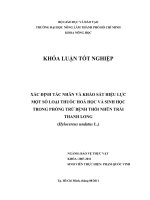 XÁC ĐỊNH TÁC NHÂN VÀ KHẢO SÁT HIỆU LỰC MỘT SỐ LOẠI THUỐC HOÁ HỌC VÀ SINH HỌC TRONG PHÒNG TRỪ BỆNH THỐI NHŨN TRÁI THANH LONG (Hylocereus undatus L.)