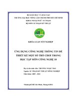      ỨNG DỤNG CÔNG NGHỆ THÔNG TIN ĐỂ THIẾT KẾ MỘT SỐ TRÒ CHƠI TRONG   HỌC TẬP MÔN CÔNG NGHỆ 10 