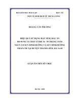 Hiệu quả sử dụng hạt nêm, dầu ăn bổ sung vi chất ở trẻ 36 59 tháng tuổi nguy cơ suy dinh dưỡng và suy dinh dưỡng thấp còi tại huyện thanh liêm, hà nam ( Luận án tiến sĩ)