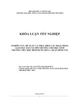     NGHIÊN CỨU, ĐỀ XUẤT VÀ THỰC HIỆN CÁC HOẠT ĐỘNG GIÁO DỤC BẢO VỆ MÔI TRƯỜNG CHO HỌC SINH   TRƯỜNG TIỂU HỌC BÌNH HƯNG HÒA 1, QUẬN BÌNH TÂN     