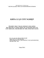  TÌM HIỂU THỰC TRẠNG SINH KẾ CỘNG ðỒNG  ðỊA PHƯƠNG TỪ HOẠT ðỘNG DU LỊCH SINH THÁI TẠI CỒN THỚI SƠN, THÀNH PHỐ MỸ THO, TỈNH TIỀN GIANG   