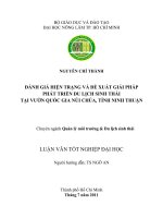  ĐÁNH GIÁ HIỆN TRẠNG VÀ ĐỀ XUẤT GIẢI PHÁP       PHÁT TRIỂN DU LỊCH SINH THÁI TẠI VƯỜN QUỐC GIA NÚI CHÚA, TỈNH NINH THUẬN