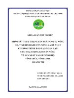 KHẢO SÁT THỰC TRẠNG SẢN XUẤT CAO SU NÔNG HỘ, TÌNH HÌNH KHUYẾN NÔNG VÀ ĐỀ XUẤT  CHƢƠNG TRÌNH ĐÀO TẠO NGẮN HẠN CHO HOẠT ĐỘNG KHUYẾN NÔNG  VỀ SẢN XUẤT CAO SU NÔNG HỘ VĨNH THỦY, VĨNH LINH,   QUẢNG TRỊ 