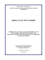 NGHIÊN CỨU, ĐỀ XUẤT CẢI TẠO HỆ THỐNG XỬ LÝ  NƯỚC THẢI  THU HỒI NĂNG LƯỢNG TẠI   NHÀ MÁY CHẾ BIẾN TRUNG TÂM CÔNG TY TNHH MTVCAO SU PHÚ RIỀNG   