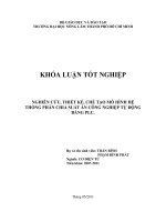   NGHIÊN CỨU, THIẾT KẾ, CHẾ TẠO MÔ HÌNH HỆ THỐNG PHÂN CHIA SUẤT ĂN CÔNG NGHIỆP TỰ ĐỘNG  BẰNG PLC.    