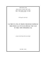 Vai trò của tòa án trong thi hành án hình sự theo pháp luật tố tụng hình sự việt nam từ thực tiễn tỉnh đồng nai ( Luận văn thạc sĩ)