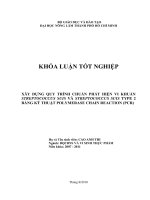  XÂY DỰNG QUY TRÌNH CHUẨN PHÁT HIỆN VI KHUẨN STREPTOCOCCUS SUIS VÀ STREPTOCOCCUS SUIS TYPE 2 BẰNG KỸ THUẬT POLYMERASE CHAIN REACTION (PCR)    