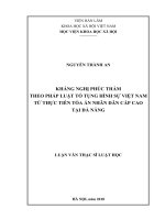 Kháng nghị phúc thẩm theo pháp luật tố tụng hình sự việt nam từ thực tiễn toà án nhân dân cấp cao tại đà nẵng ( Luận văn thạc sĩ)