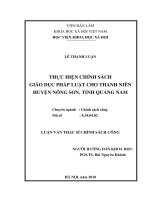 Thực hiện chính sách giáo dục pháp luật cho thanh niên huyện nông sơn, tỉnh quảng nam ( Luận văn thạc sĩ)